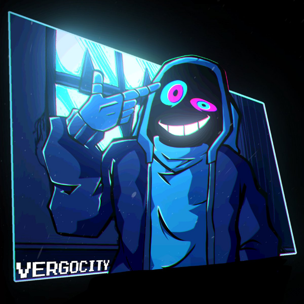 eine Zeichnung mit einer Figure in einen Dunkel Blauen hoodie